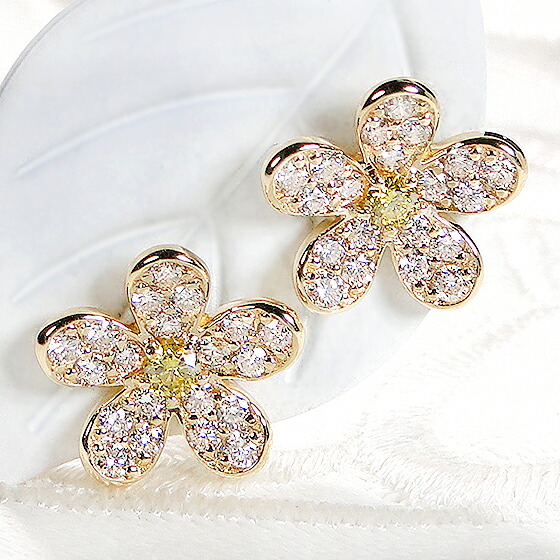 楽天市場】Pt900/K18YG【0.4ctUP】フラワー パヴェ ダイヤモンド