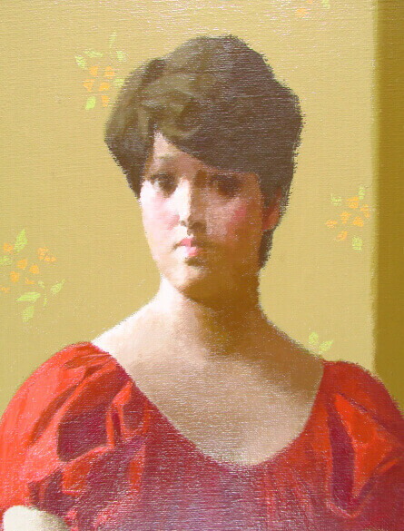 楽天市場】中村清治 赤い服の婦人 油彩5号 : ギャラリーダッドアート