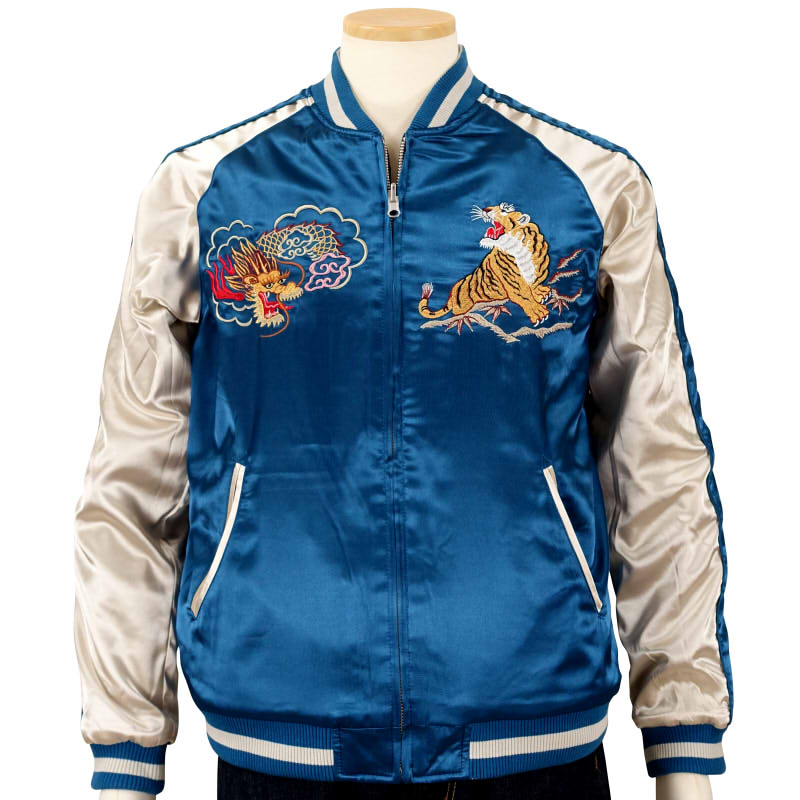 楽天市場】鷹虎龍刺繍サテン/別珍リバーシブルスカジャン JSKJ-006