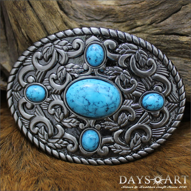 楽天市場】月桂樹ストーン メタルバックル ターコイズブルー 【 レザー