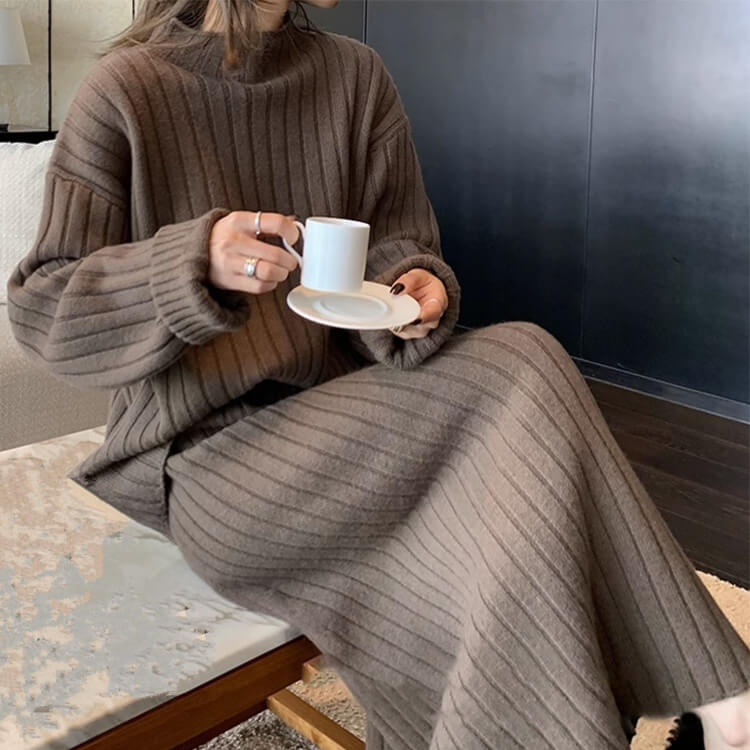 楽天市場】ニット レディース 韓国 セットアップ ミモレ丈 スカート