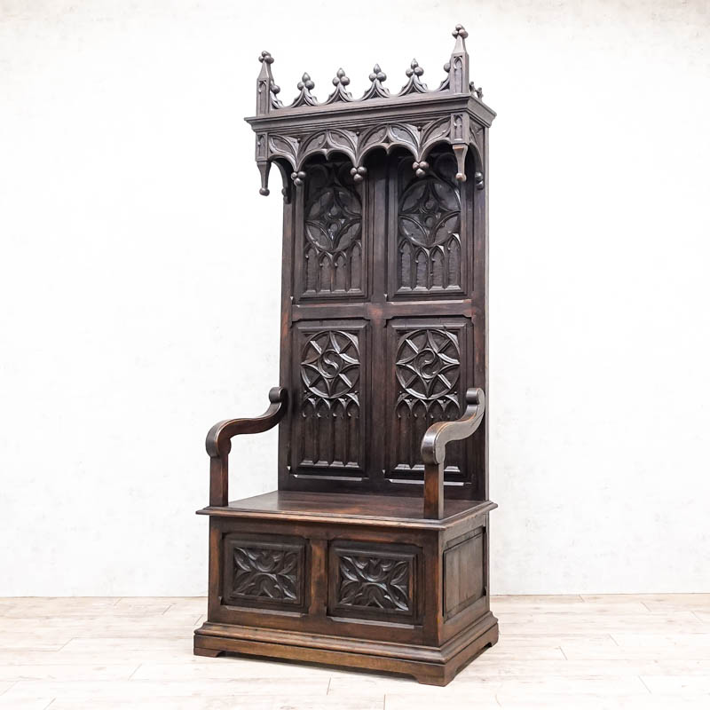 楽天市場】アンティーク家具 ベンチ ゴシックスタイル 玉座 王様の椅子