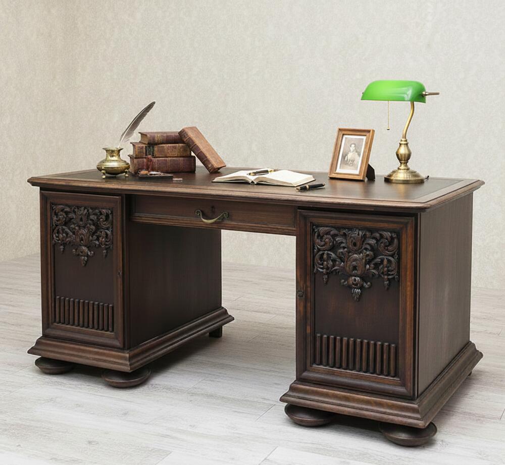 楽天市場】デスク アンティーク 本物アンティーク 両袖机 書斎机 書斎