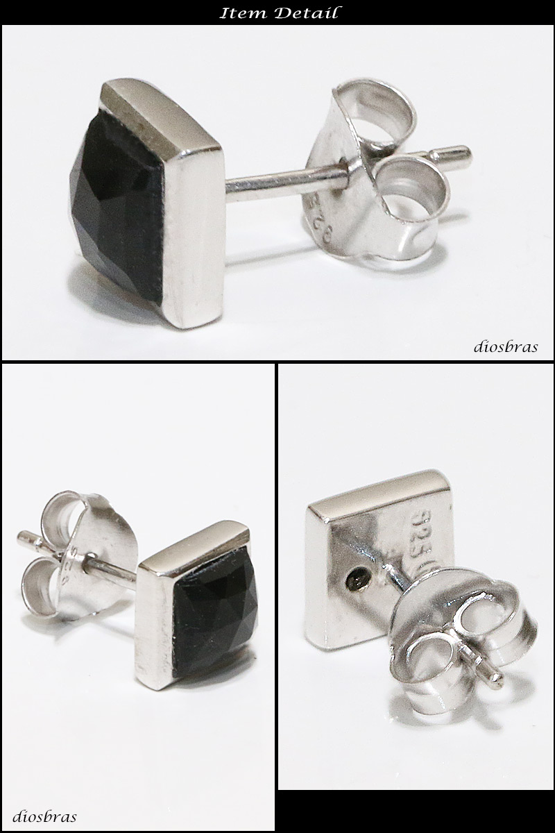 楽天市場】オニキス ピアス 本物シルバー925 ピアススクエア 四角 片方