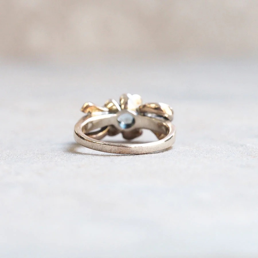 楽天市場】【碌山】 シルバー ブルートパーズ フラワーリボン リング