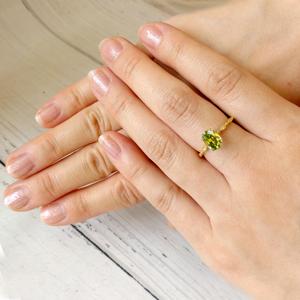 楽天市場】K18 ペリドット ダイヤモンド リングK18 18K 18金 gold