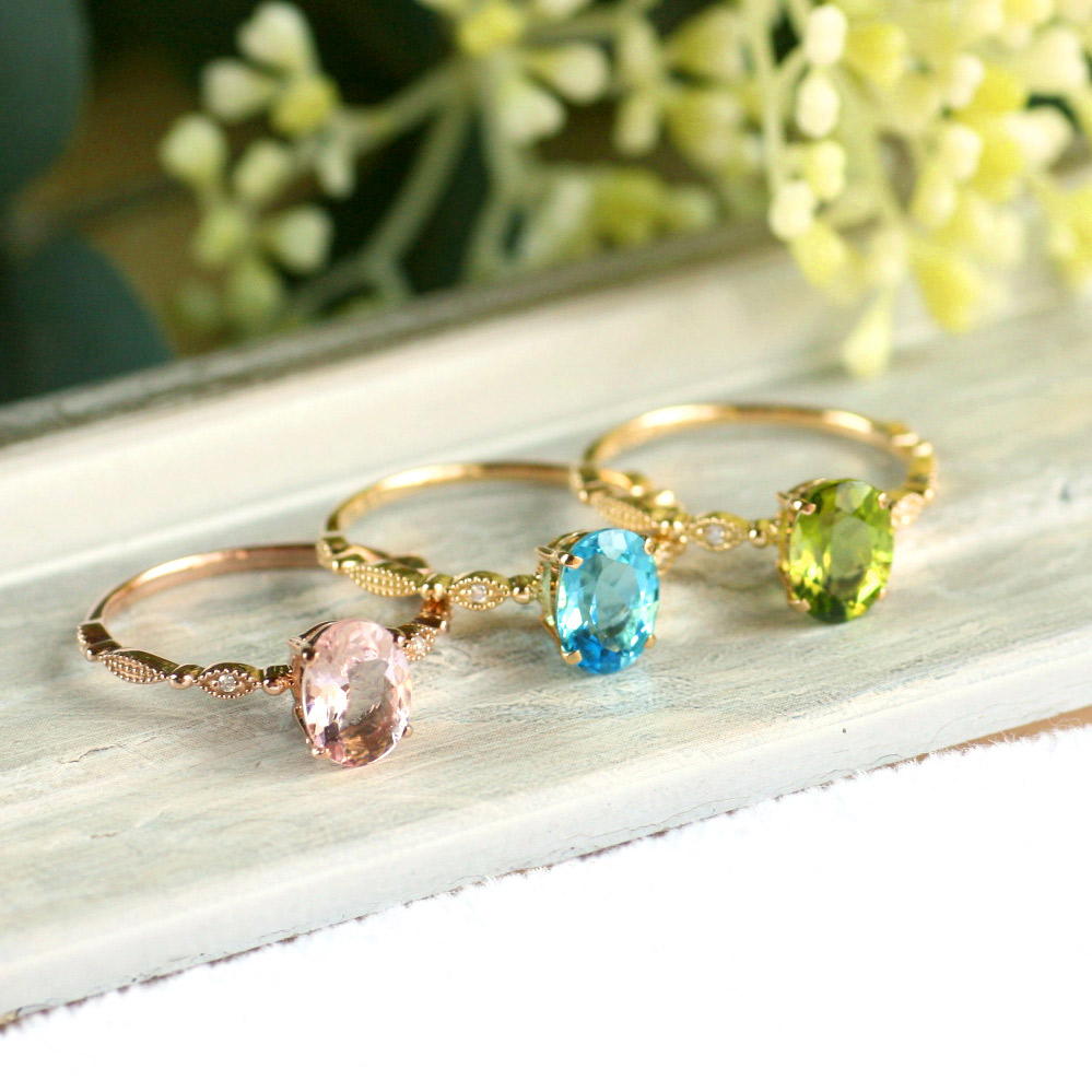 楽天市場】K18 ペリドット ダイヤモンド リングK18 18K 18金 gold