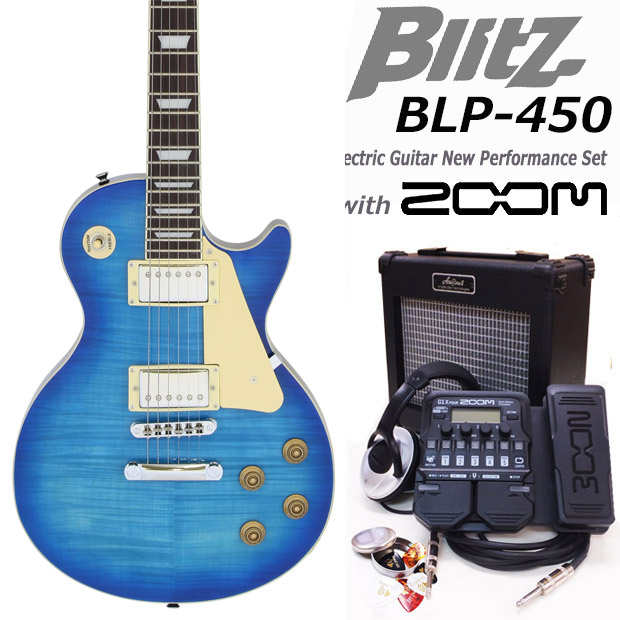 楽天市場】エレキギター 初心者セット Blitz BLP-450 SBL レスポール