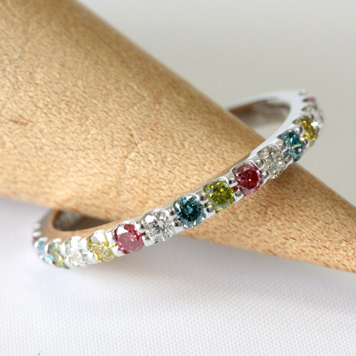 楽天市場】K18 マルチカラー ダイヤモンド エタニティ リング 0.5ct 18