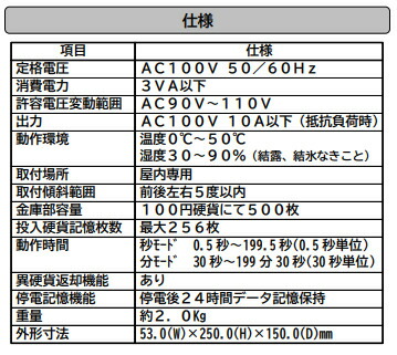 楽天市場】TD-S2-100 コインタイマー100円硬貨用（返却口U字金具付