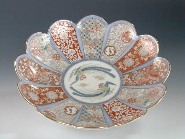 楽天市場】深川製磁 染錦金彩鳳凰 菊割親皿の通販