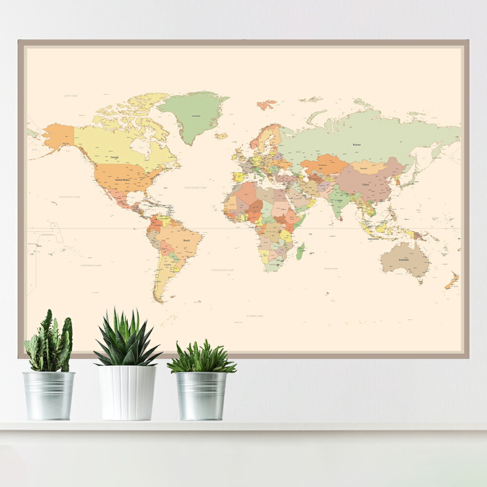 楽天市場】世界地図 ポスター【アンティーク】大型 英語版 world map