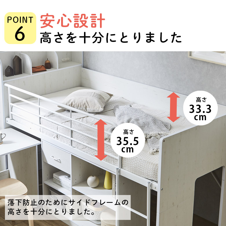 楽天市場】ロフトベッド 学習机 シンプル デスク付き ロータイプ