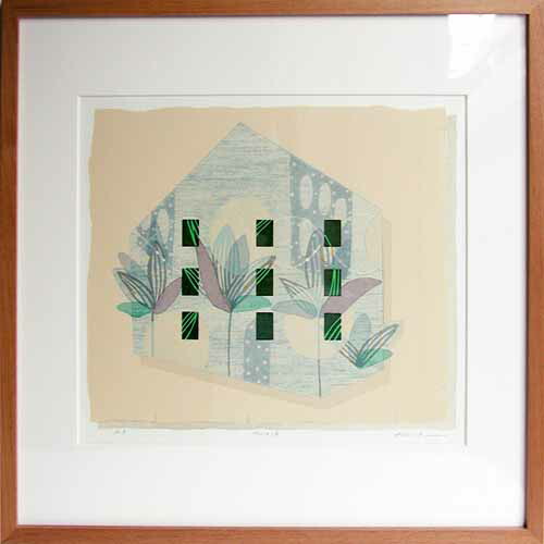 楽天市場】版画/油性木版・ｼﾙｸｽｸﾘｰﾝ 白駒一樹 House-2 現代アート 抽象