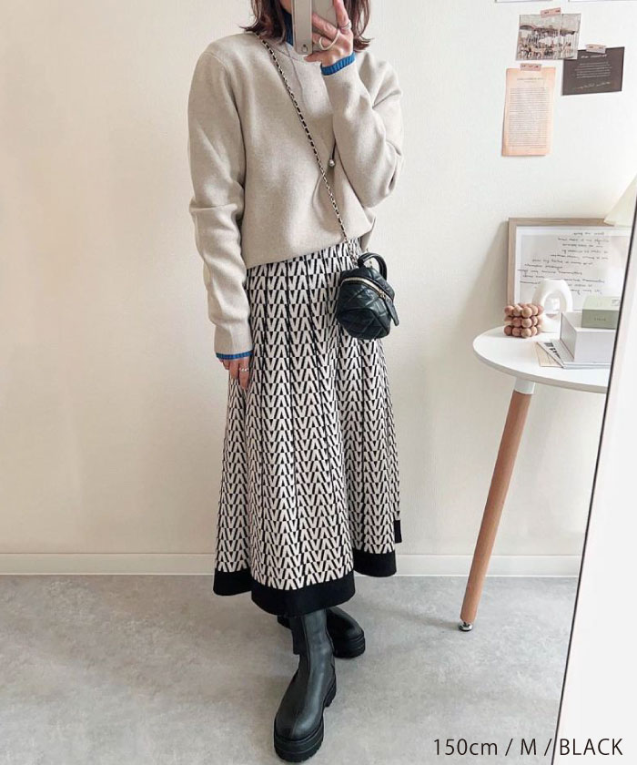 楽天市場】ニットスカート 幾何学模様 レディース 秋 冬 M L 総柄 幾何