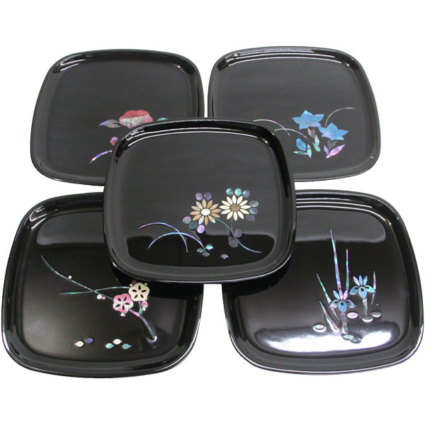 楽天市場】銘々皿 高岡漆器 絵変り貝入 （5枚組 化粧箱付） : がらんどう