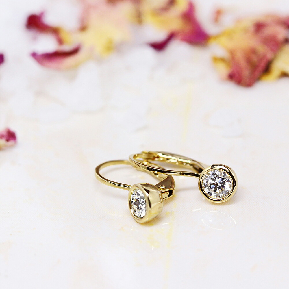 楽天市場】ピアス 0.4ct フクリン ダイヤモンドピアス K18 イエロー
