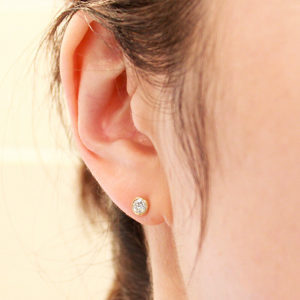 楽天市場】ピアス K18 ピンクゴールド ダイヤモンドピアス 0.2ct×0.2ct