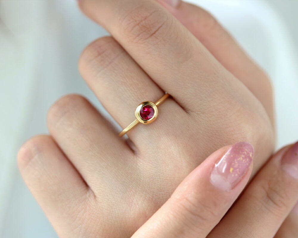 楽天市場】K18 天然ルビー 0.489ct 一粒リング 11号 イエローゴールド