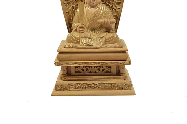 Bフライデー仏像☆香木材 三宝尊付 日蓮上人(日蓮聖人)像2.5寸☆眼