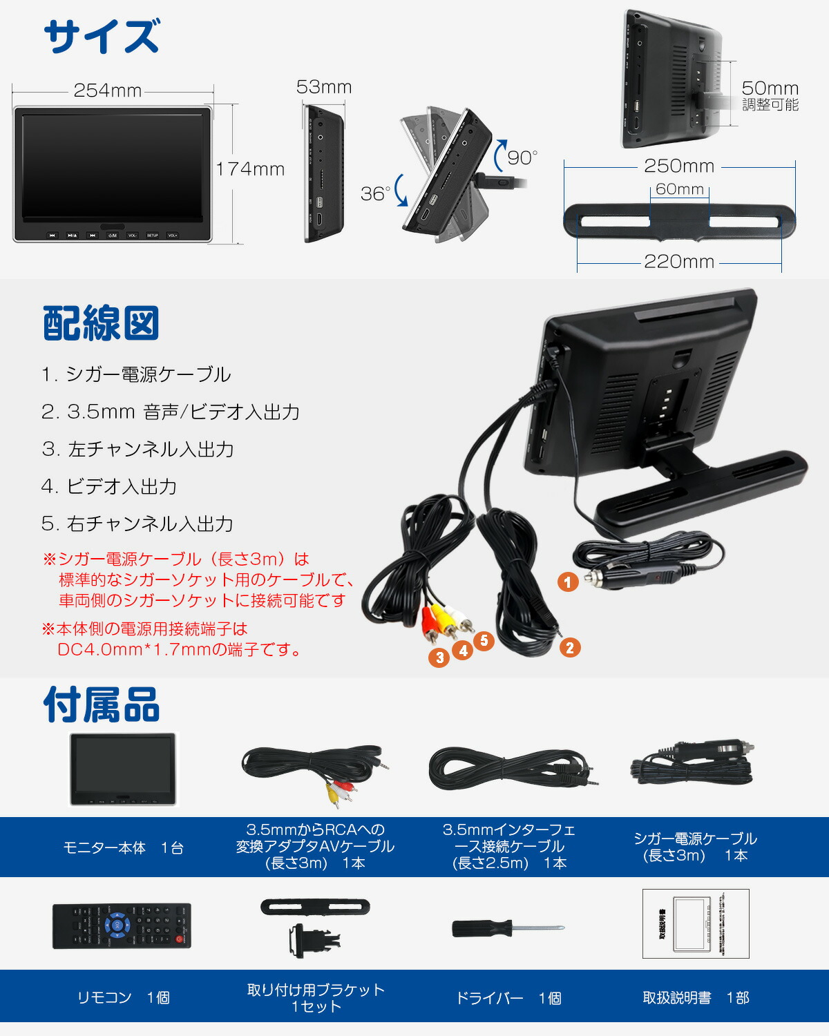 楽天市場】DVDプレイヤー ヘッドレストモニター 10.1インチ HDMI入力