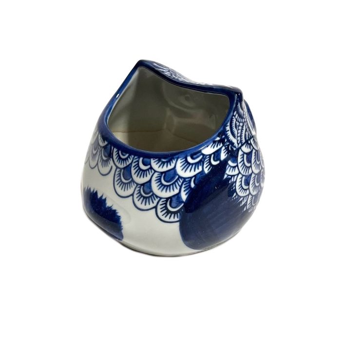 楽天市場】植木鉢 受け皿付 フクロウ植木鉢 梟 ふくろう 青花 陶器