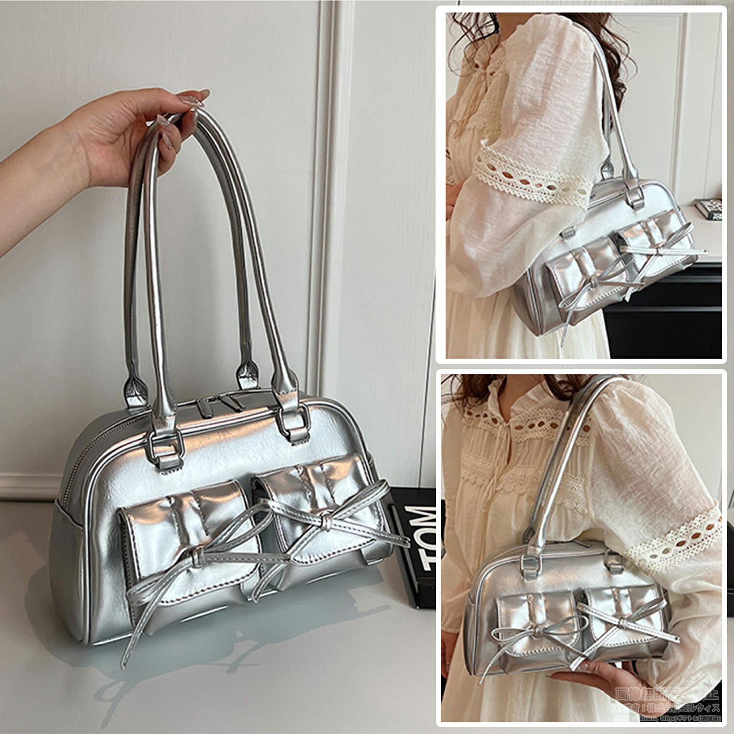 楽天市場】リボン付き エナメル ミニボストン ショルダー バッグ