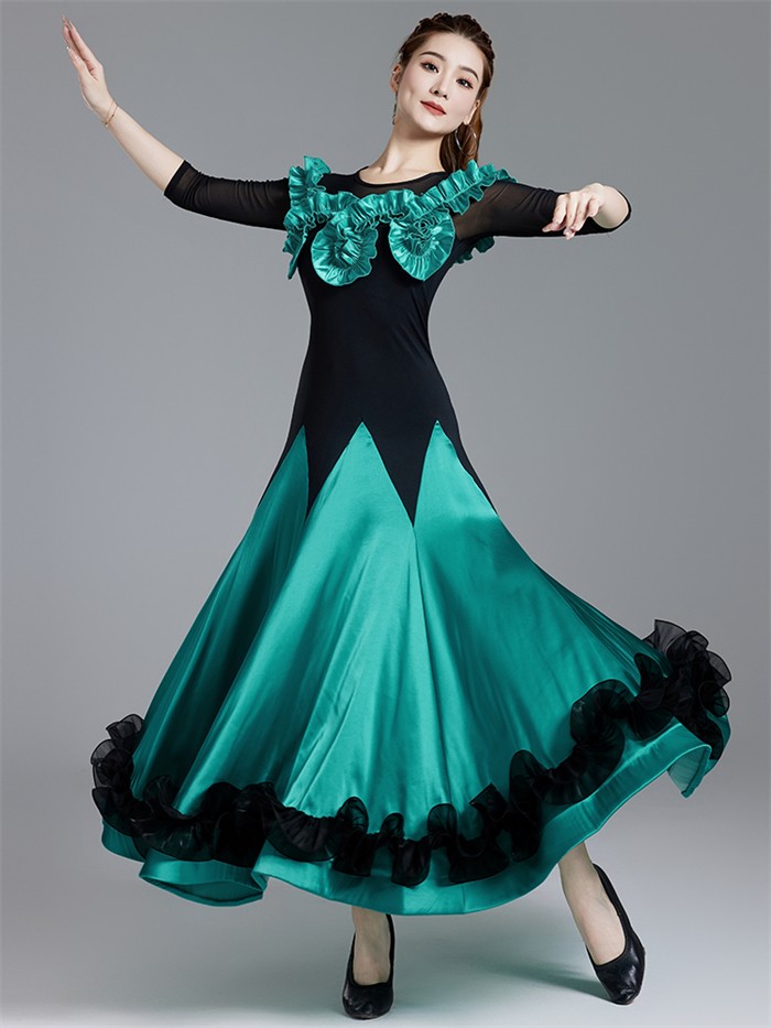 楽天市場】社交ダンスドレス 社交ダンス モダンドレス ローズ グリーン