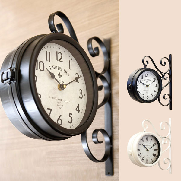 楽天市場】壁掛け時計 おしゃれ 両面時計 北欧 アンティーク風