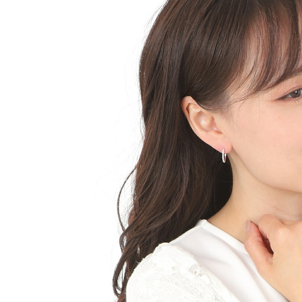 楽天市場】18金 フープピアス ダイヤモンド 0.2ct ホワイトゴールド