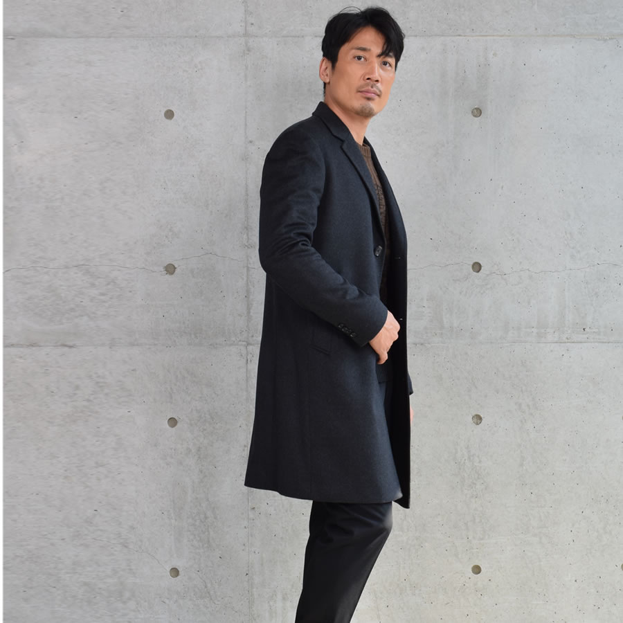 楽天市場】カシミヤ100％ メンズ ニーレングス チェスター コート