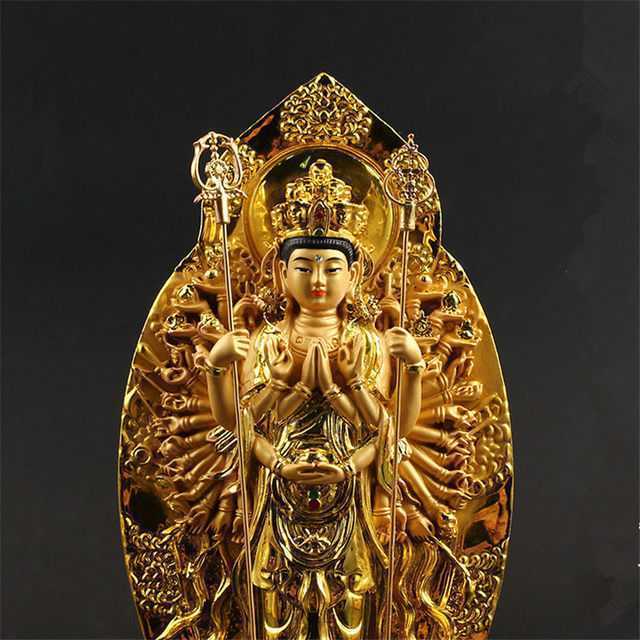 楽天市場】黄金 仏教美術 千手観音菩薩 ゴールド 風水 置物 インテリア