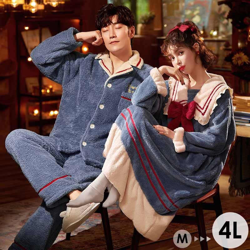楽天市場】ペアパジャマ レディース メンズ 上下セット 冬 もこもこ