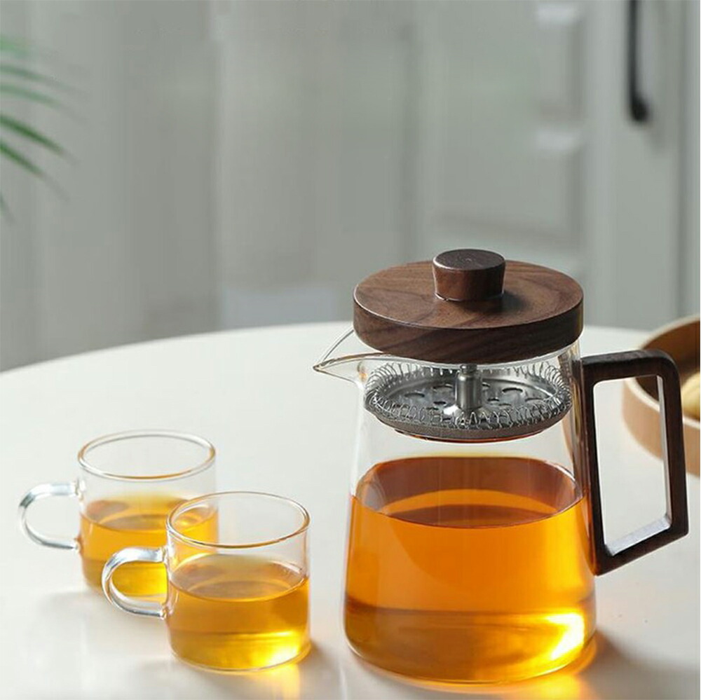 楽天市場】新型 耐熱ガラス ティーポット 800ml 一体型 木製持ち手