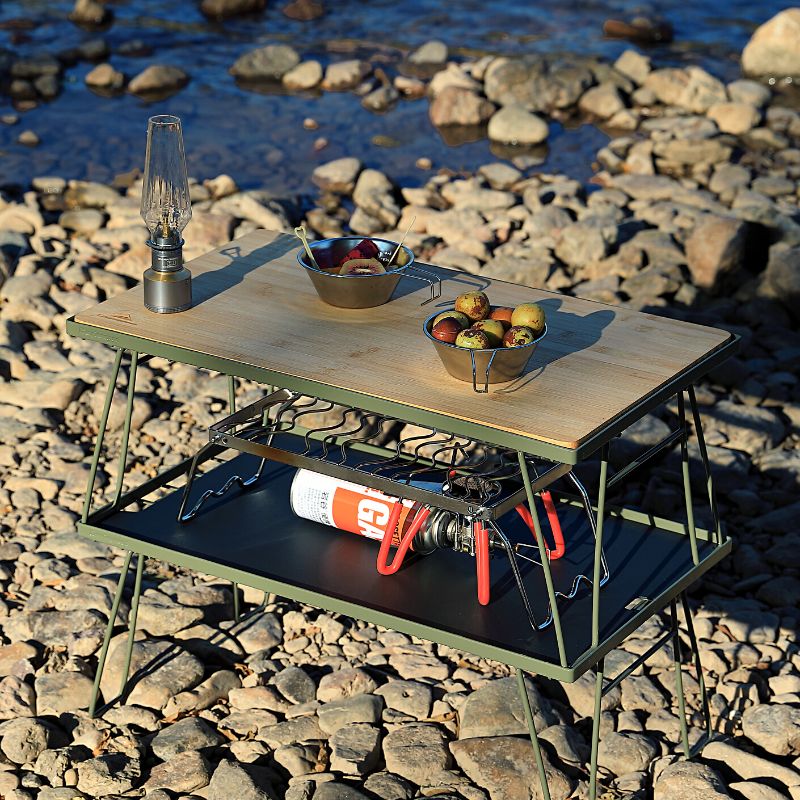 mj】キャンピングムーン フィールドラック 4台 天板1枚 収納ケース付