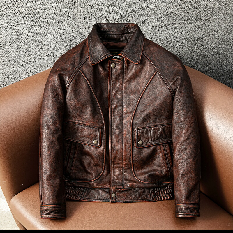 楽天市場】アメカジ レザージャケット 上品 本革 高級 牛革 ユーズド