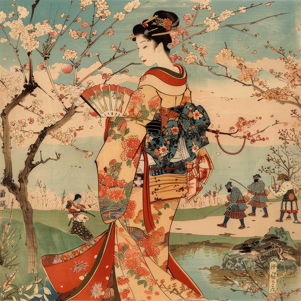 楽天市場】令和の浮世絵 和風 絵画 正方形ポスター 四角 版画 江戸