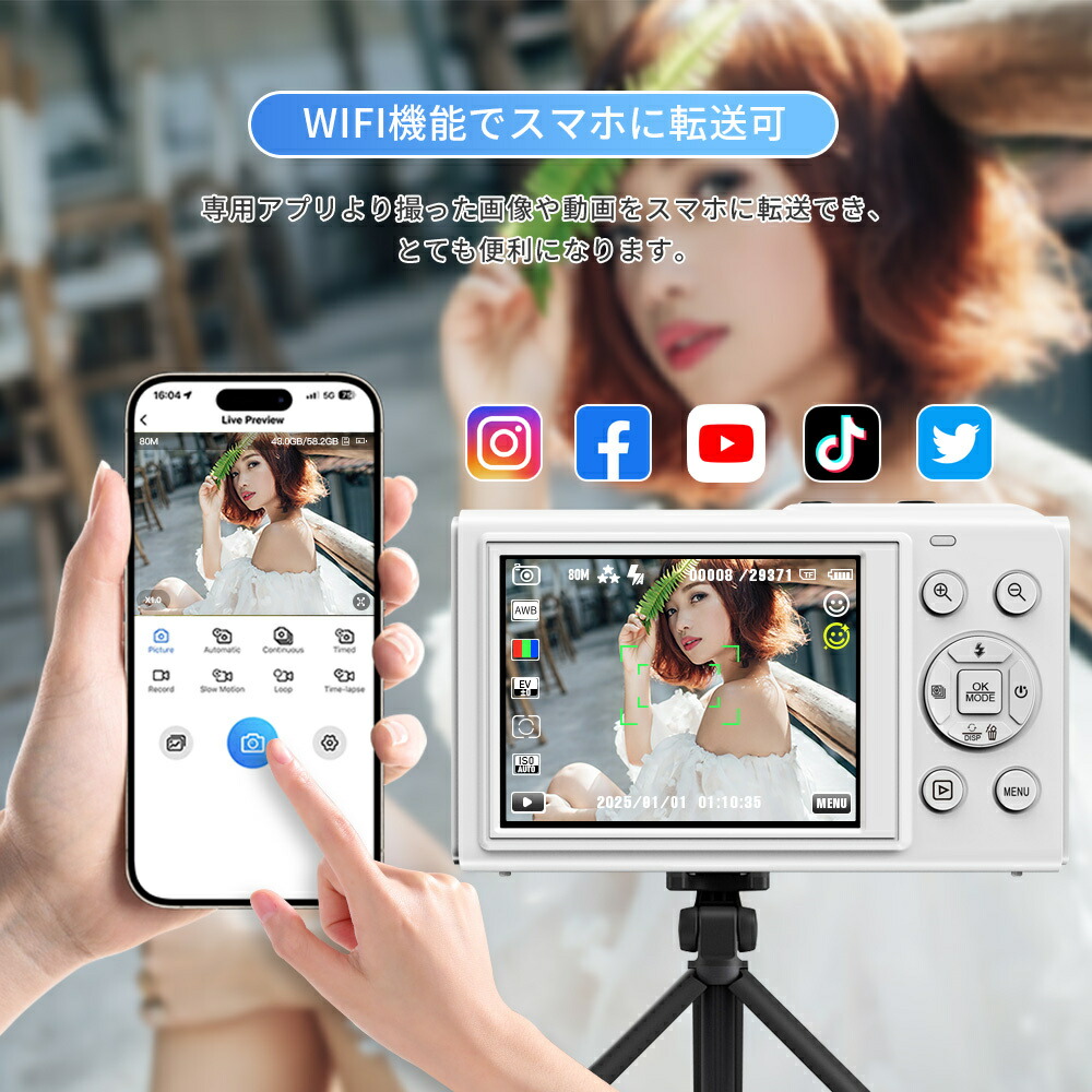 楽天市場】SNSで話題 正規品 デジカメ WIFI対応 デジタルカメラ スマホ