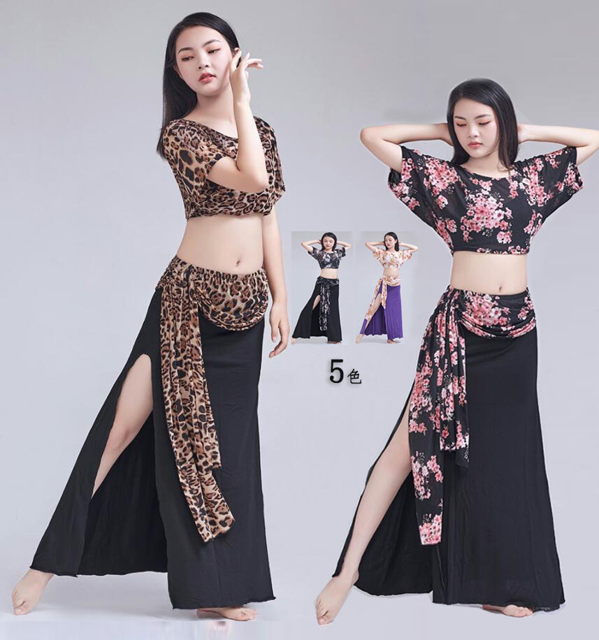 楽天市場】ベリーダンス衣装 セット 花柄 ヒョウ柄 トップス 半袖