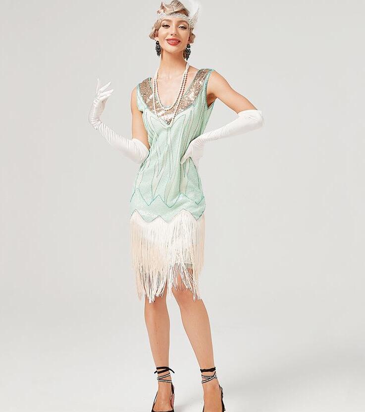 楽天市場】スパンコール ドレス 欧米 中世紀 レトロ ノースリーブ V