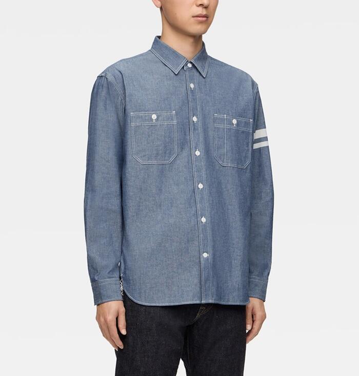 楽天市場】桃太郎ジーンズ 長袖 シャンブレー ワークシャツ 1000円