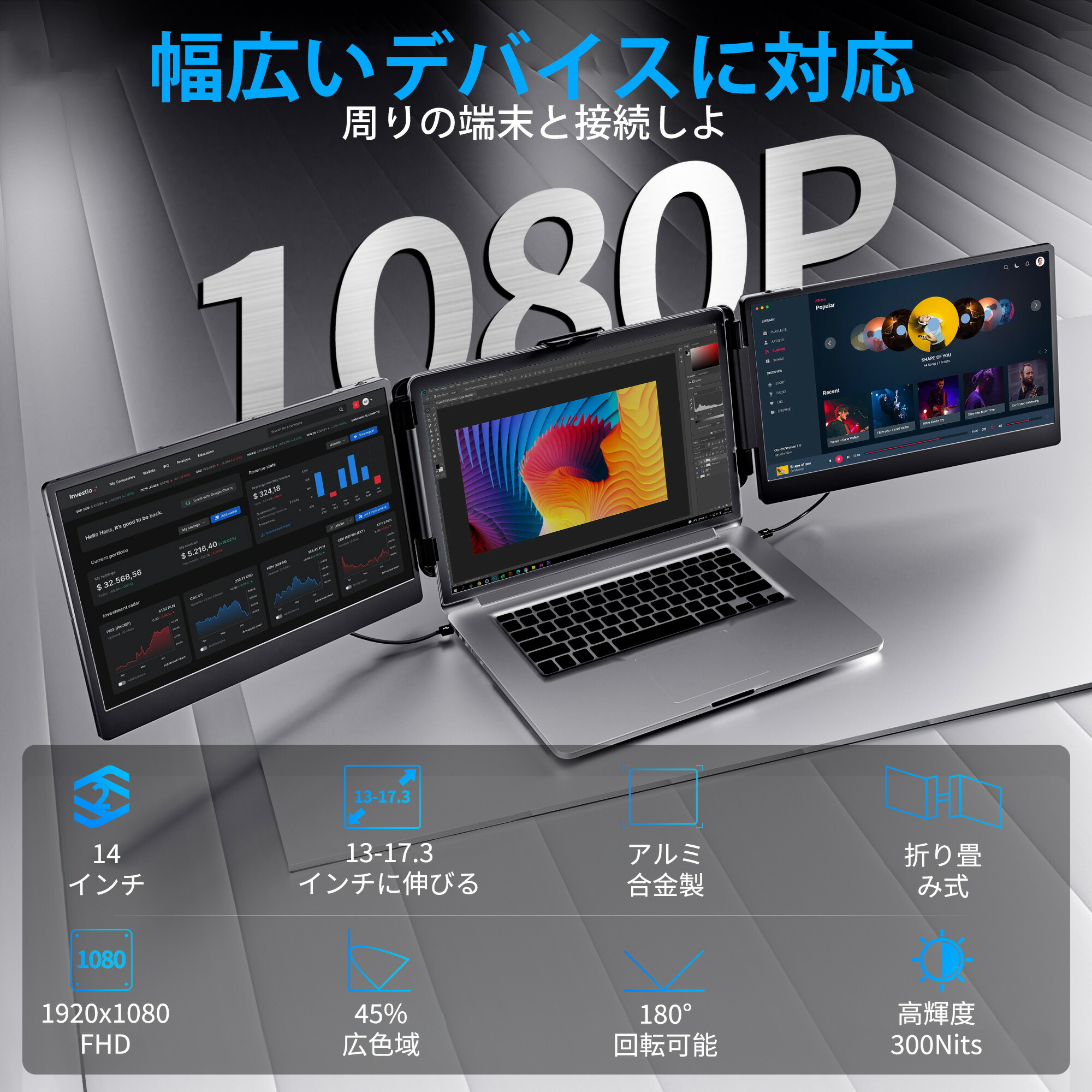 楽天市場】InnoViewデュアルモバイルモニター23.8インチ