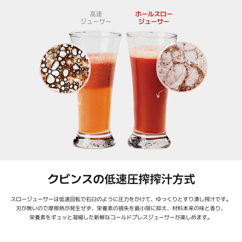 楽天市場】クビンス ホールスロージューサー JSG-851W｜投入口が広い