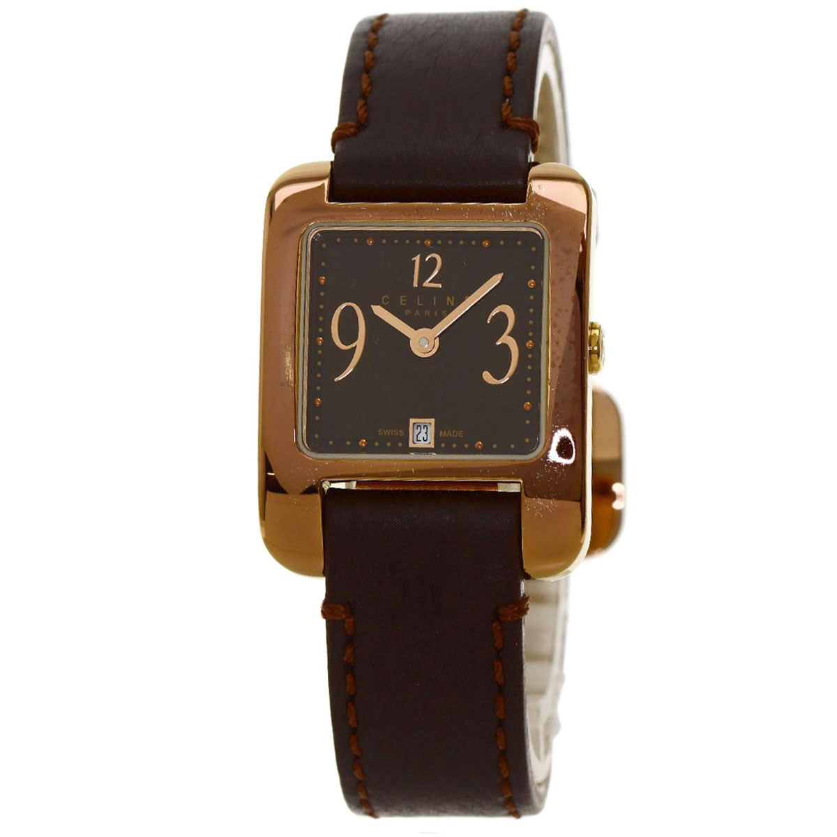 楽天市場】セリーヌ スクエアフェイス 腕時計 GP/革 レディース 【中古
