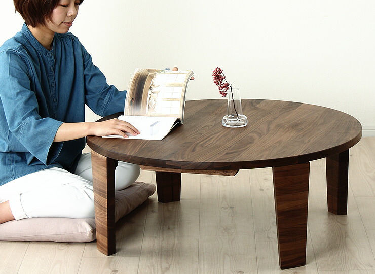 楽天市場】ウォールナット無垢材の木製ちゃぶ台 100cm丸（ちゃぶ台