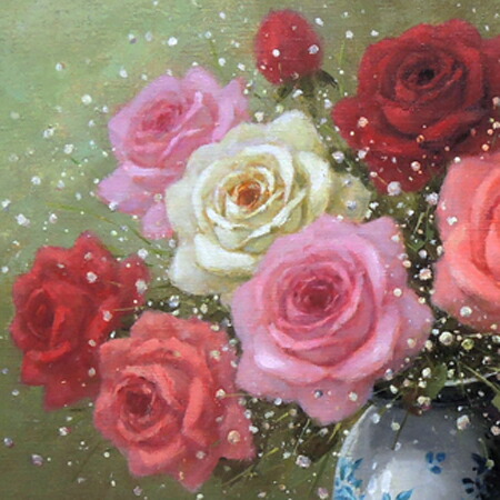 楽天市場】絵画 油絵 ばら (日野皖) 送料無料 【肉筆】【油絵】【花