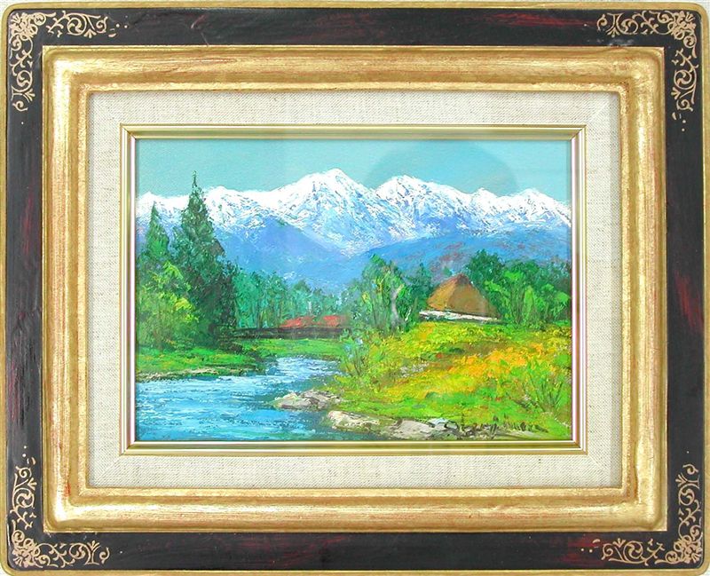 90.「白馬山麓の一農家」髙橋一善 油絵 90.「白馬山麓の一農家」髙橋