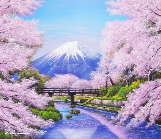 楽天市場】絵画 油絵 忍野富士に桜 F20号 （木村由記夫） 送料無料