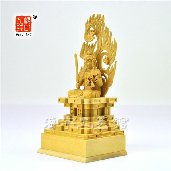 楽天市場】木彫り仏像 柘植【不動明王】火炎光背瑟瑟座 坐1.5寸 総高