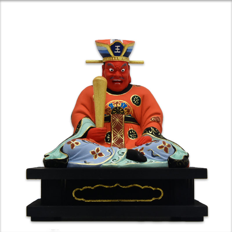 楽天市場】木彫り仏像 【閻魔大王】 桧木 坐2.5寸 極彩－赤 総高約13cm